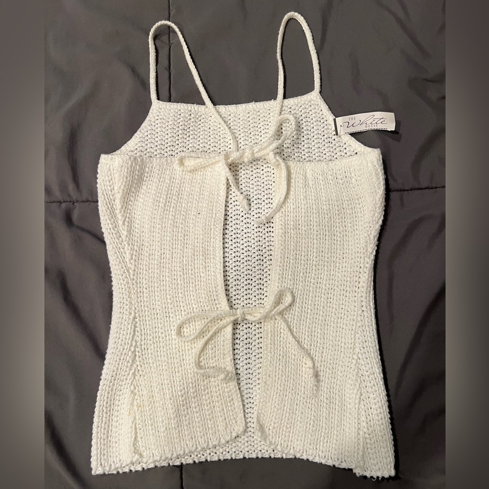 White House Black Market White Knit Tank Top